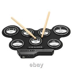 4X7 Pads Electric Drum Set, Portable Roll Drum Practice Pad Drum Kit with6199