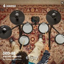 Donner DED-80 Electric Drum Kit 2 Switch Pedal 4 Quiet Mesh Pads 180 Sounds