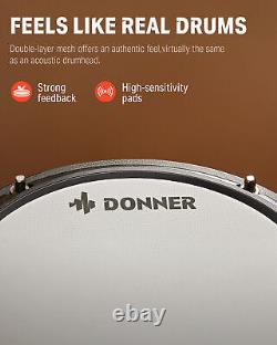 Donner DED-80 Electric Drum Kit 2 Switch Pedal 4 Quiet Mesh Pads 180 Sounds