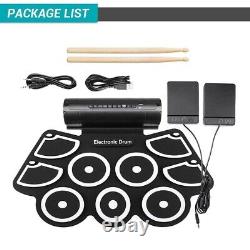 Drum Set With Drumsticks 9 Pads Electric Drum Set Electronic Foldable Foot Pedal
