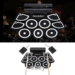 Drum Set With Drumsticks 9 Pads Electric Drum Set Electronic Foldable Foot Pedal