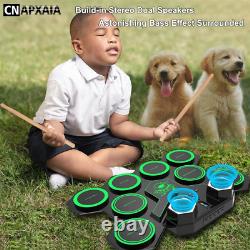Electric Drum Kit, CNAPXAIA 9 Pads Silicone Digital Drum Pad with Built-in Drum