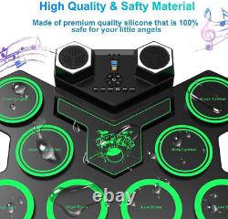 Electric Drum Kit, CNAPXAIA 9 Pads Silicone Digital Drum Pad with Built-in Drum