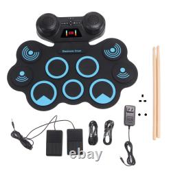 Electronic Drum Set 9 Drum Pad Dual Speakers Practice Roll Up Drum BT Kids GSA