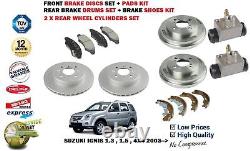 For Suzuki Ignis 1.3 1.5 2003- Brake Discs + Pads + Drums Shoes + Cylinders Kit