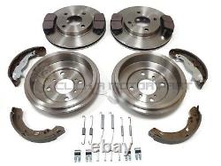Ford Fiesta Mk7 Front 2 Brake Discs And Pads Rear 2 Drums & Shoes & Fitting Kit