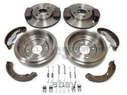 Front 2 Brake Discs Pads Rear 2 Drums Shoes Kit Cylinders For Ford Fiesta Mk7