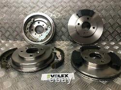 Front Brake Discs & Pads & Rear Drums & Shoes Ford Fiesta Mk7 08-17 Full Kit