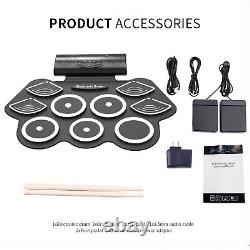 KONIX MD862B Electronic Drum Set Roll Up Practice Pad Midi with Foot Pedals