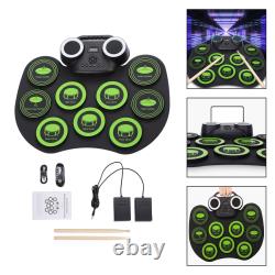 Portable Electronic Drum Compact Size Drumsticks Roll up Drum Kits 9 Pads Drum