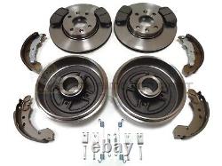 Rear 2 Brake Drums Shoes Fitting Kit & Front Discs & Pads For Nissan Note 06-12