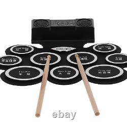 (UK Plug)Electronic Drum Pad Set Roll Up Foldable Kit With 2 Speakers LVE