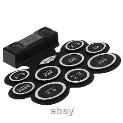 (US Plug)Electronic Drum Pad Set Roll Up Foldable Kit With 2 Speakers SDT